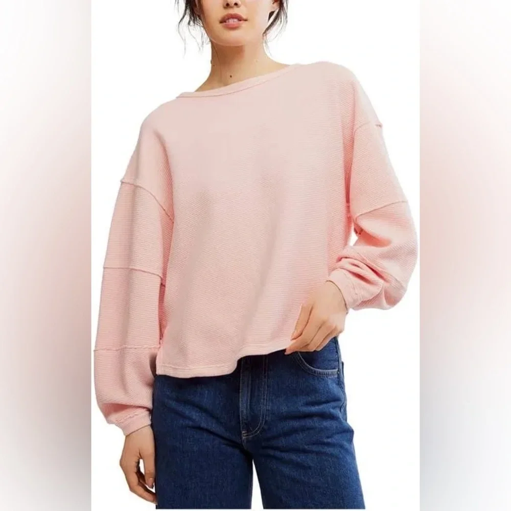 Free People We The Free Total Eclipse Tee, Baby Pink/Blossom, Relaxed Fit, XL - Picture 5 of 5